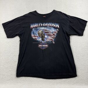 Harley Davidson T Shirt Mens XL Black Bald Eagle USA Freedom Of Choice